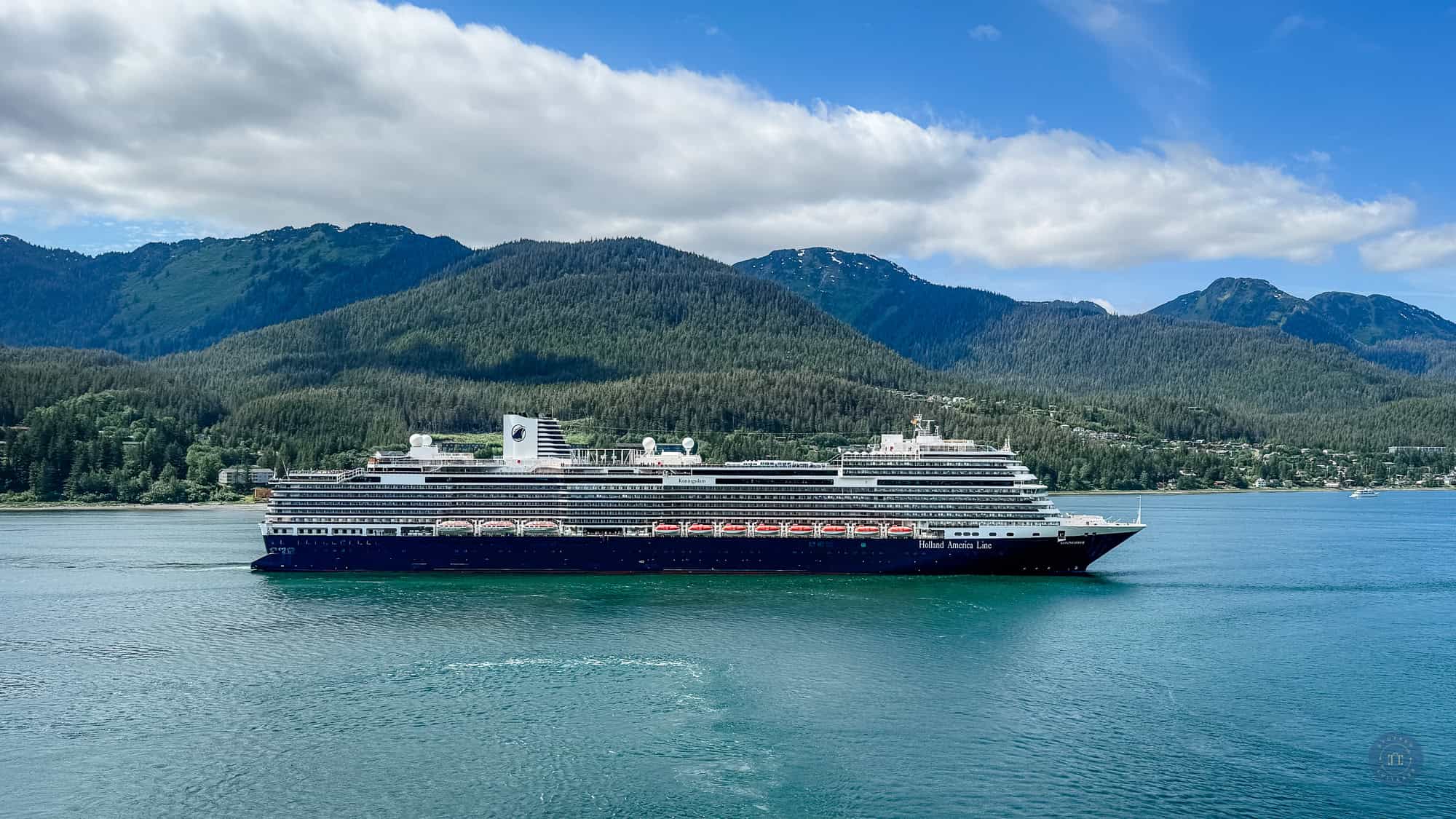 holland america cruise ship in the water in Alaska