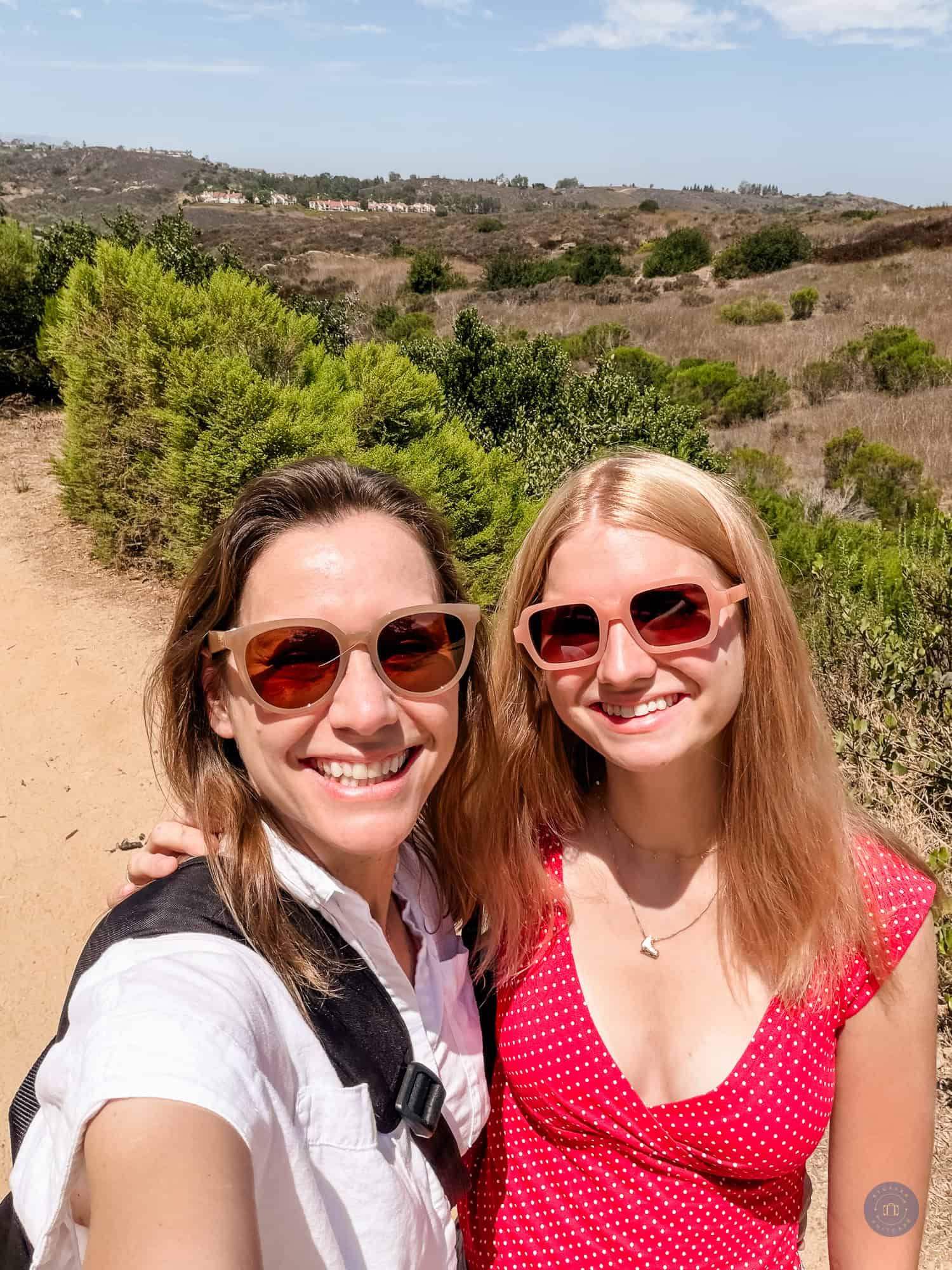 mother and daughter selfie on hike at irvine open space preserve